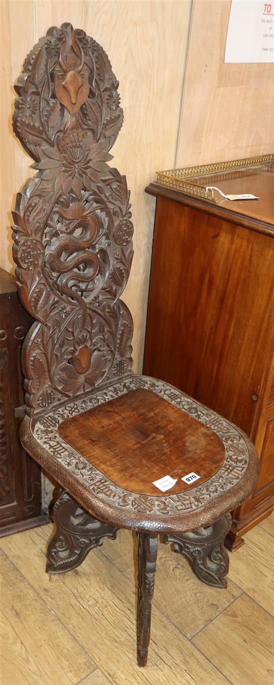 A Burmese hardwood side chair